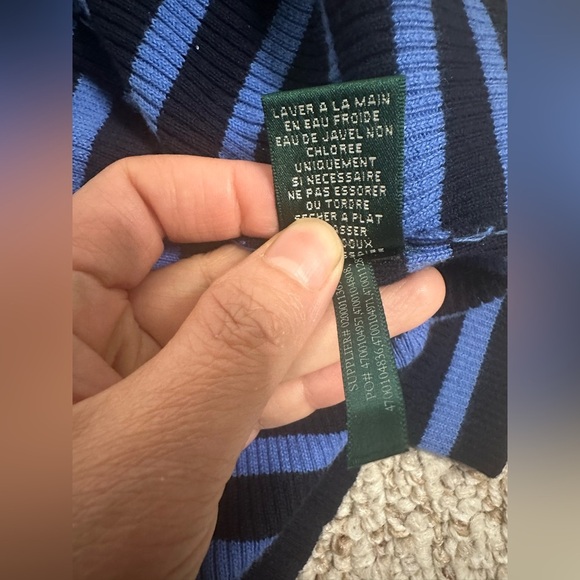 Ralph Lauren Fitted Black and Blue Ribbed Long Sleeve Blouse size S - Picture 4 of 8